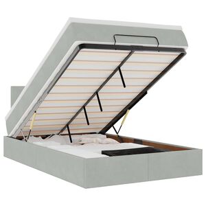 vidaXL Osmaņu gultas rāmis ar matrača gai&scaron;i pelēks 120x200cm samts