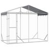 vidaXL suņu voljērs ar jumtu, sudrabains, 3x1,5x2,5 m, cinkots tērauds