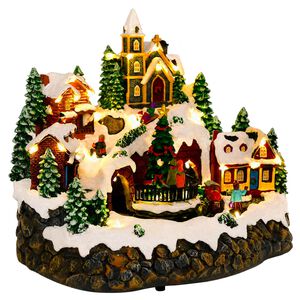 vidaXL Ziemassvētku ciemats ar vilcienu SALO 25,5 x 20 x 23 cm Sveķi