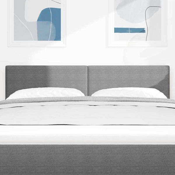 vidaXL LED gultas galva ar galvas klāju Gai&scaron;i pelēks 144 cm Poliesters