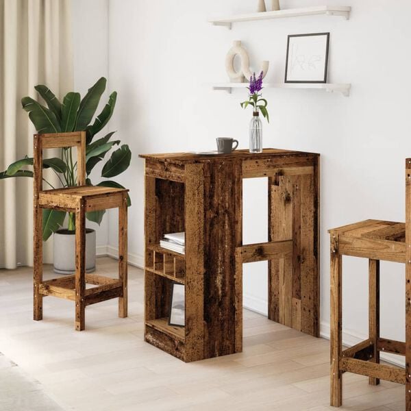 vidaXL bāra galds ar plauktiem, veca koka, 90x47,5x103,5 cm