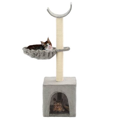 vidaXL kaķu māja, stabi nagu asināšanai, pelēka, 105 cm