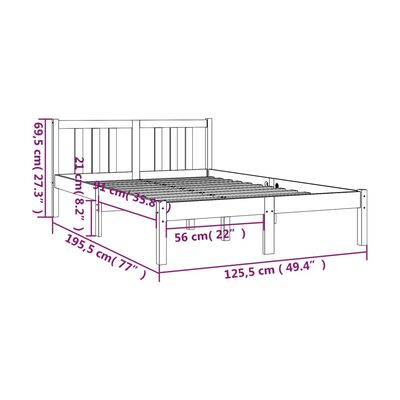 vidaXL gultas rāmis, masīvkoks, 120x190 cm, divvietīgs