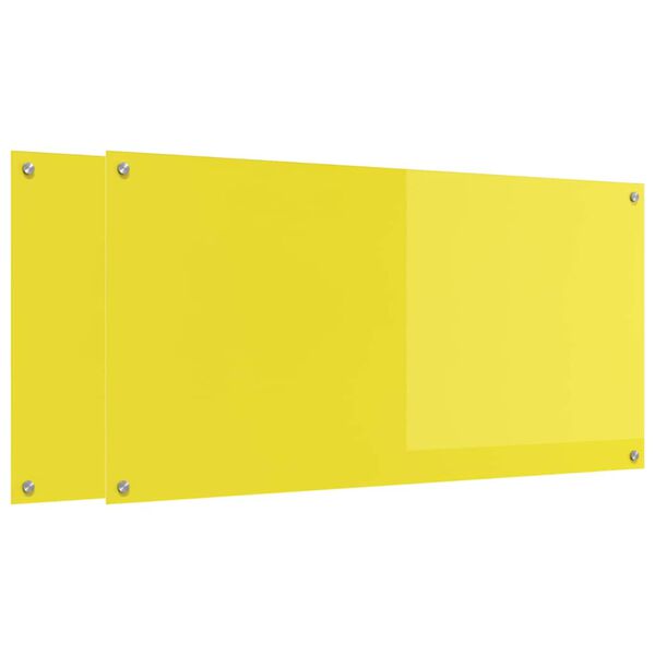 vidaXL Virtuves aizsargpanelis 2 pcs Dzeltena 120 x 60 cm