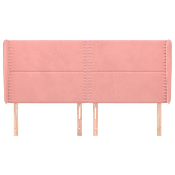 vidaXL galvgalis ar malām, 163x23x118/128 cm, rozā samts
