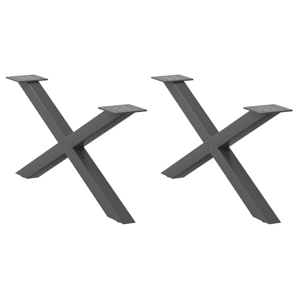 vidaXL kafijas galdiņa kājas, 2 gab., X-veida, antracīta krāsā, 70x(30-31) cm, tērauds