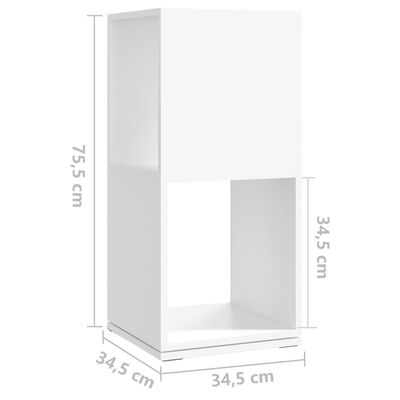 vidaXL grozāms plaukts, balts, 34,5x34,5x75,5 cm, skaidu plāksne