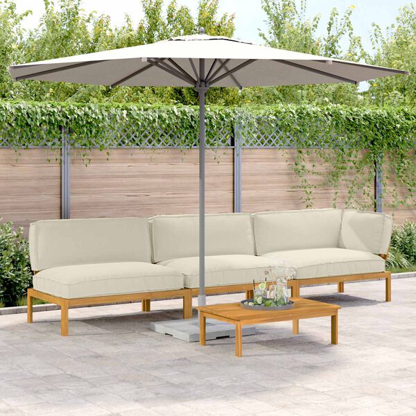 vidaXL Dīvānu komplekts 4 pcs Krēmkrāsa Cietā akācijas koks