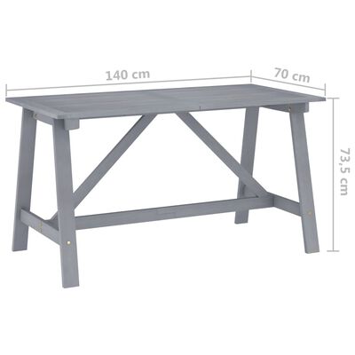 vidaXL dārza galds, pelēks, 140x70x73,5 cm, akācijas masīvkoks