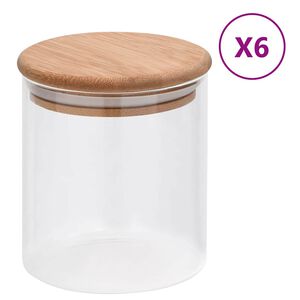 vidaXL uzglabā&scaron;anas burkas ar bambusa vāku, 6 gab., 600 ml