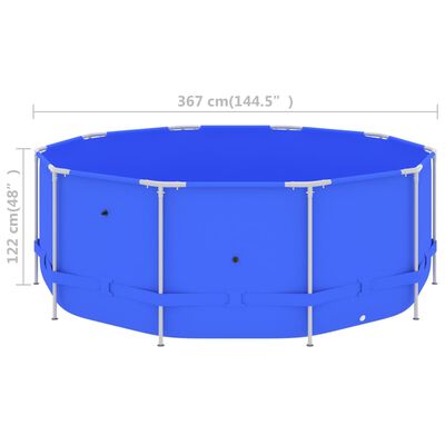 vidaXL peldbaseins ar tērauda rāmi, 367x122 cm, zils