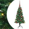 vidaXL Stūra mākslīgais Ziemassvētku koks Zaļa 120 cm PVC un metāls