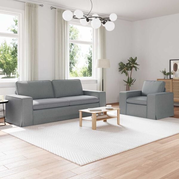 vidaXL Dīvāns 2 pcs Gai&scaron;i pelēks 182 x 80 x 82 cm audums