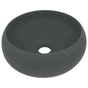 vidaXL izlietne, apaļa, 40x15 cm, matēta tum&scaron;i pelēka keramika