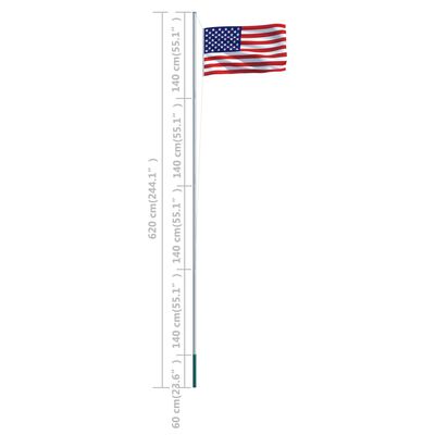 vidaXL ASV karogs un karoga masts, alumīnijs, 6,2 m