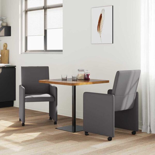 vidaXL Ēdamgalda krēsli ar ritenīšiem 2 pcs Pelēka 57 x 66 x 94 cm