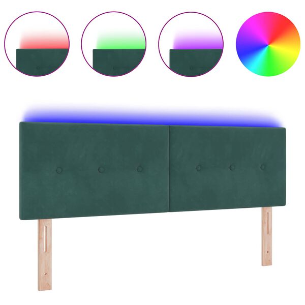 vidaXL LED gultas galva ar galvas klāju Zaļa 160 cm Poliesters