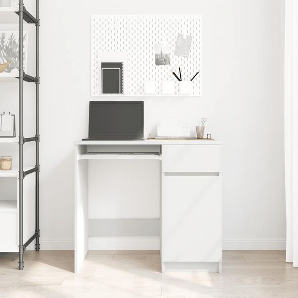 vidaXL rakstāmgalds, balts, 86x49x76 cm, skaidu plāksne