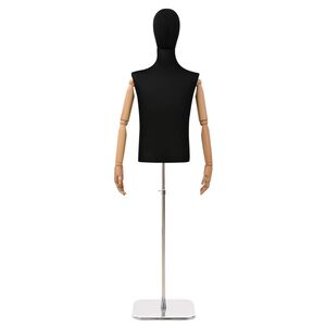 vidaXL Regulējams manekens 170-218 cm ar pamatni Vīrie&scaron;u PP Melns