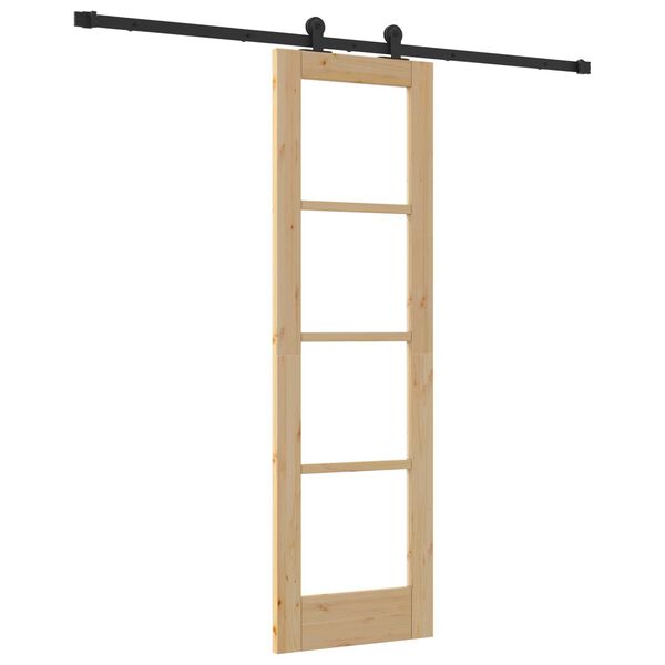 vidaXL Slīdo&scaron;ās durvis ORKDAL Dabīgs un melns 61 x 198,5 cm