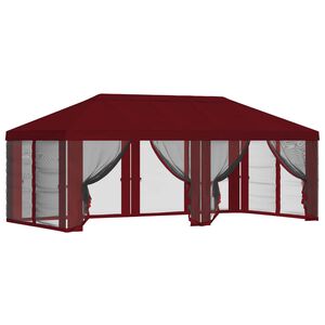 vidaXL Paviljona pārsegs ar sānu sienām 6 x 3 m Burgundija Poliesters