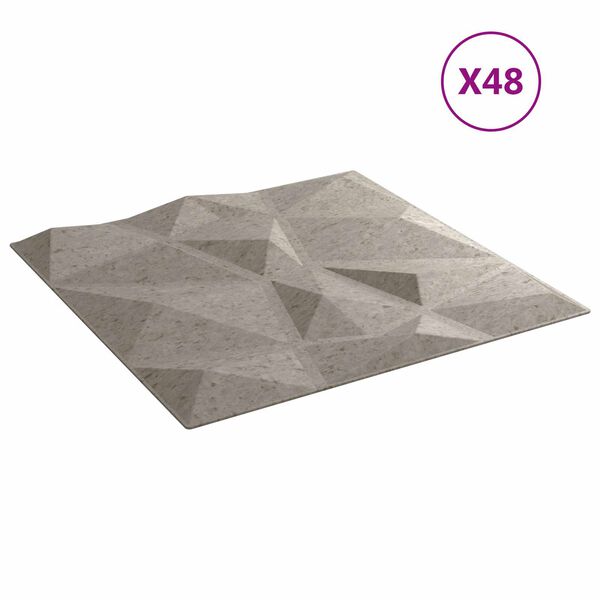 vidaXL Sienas paneļi 48 pcs Betona Pelēks 50 x 50 cm XPS Putu