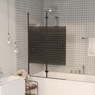 vidaXL salokāma dušas siena, ESG, 80x140 cm, melna