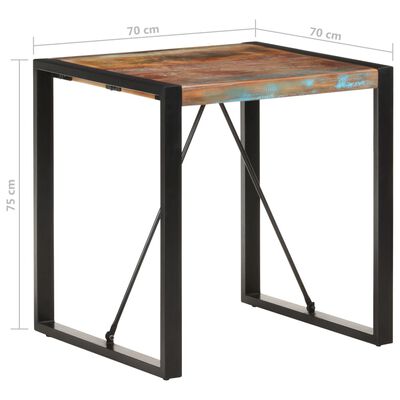 vidaXL virtuves galds, 70x70x75 cm, pārstrādāts masīvkoks