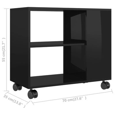 vidaXL galdiņš, spīdīgi melns, 70x35x55 cm, inženierijas koks