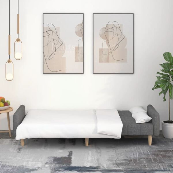 vidaXL 2-vietīga dīvāngulta, gaiši pelēks audums