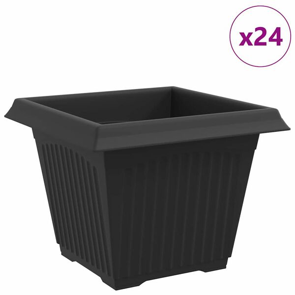 vidaXL Kvadrātveida Ziedu Pods 24 pcs Melna 28,5 x 28,5 x 22 cm