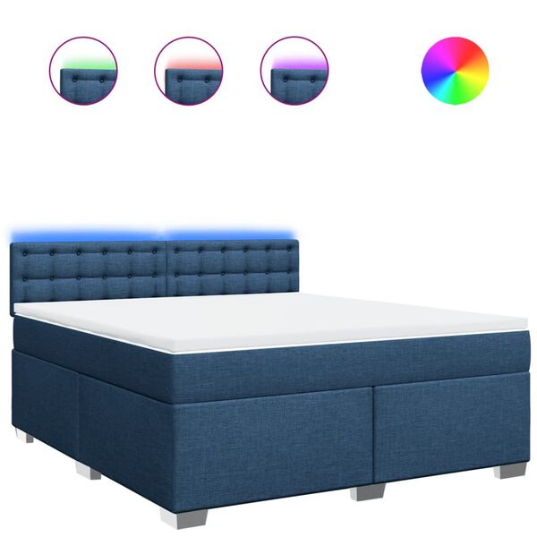 vidaXL atsperu gulta ar matraci, zils, 180x200 cm, audums