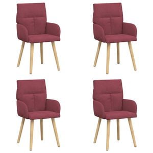 vidaXL Ēdamkrēsli 4 pcs Audums Vīna sarkans 60 x 56 x 96 cm