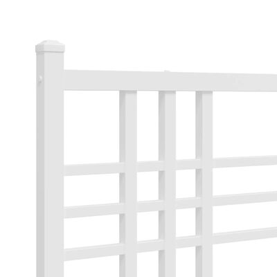 vidaXL gultas rāmis ar galvgali un kājgali, balts metāls, 200x200 cm