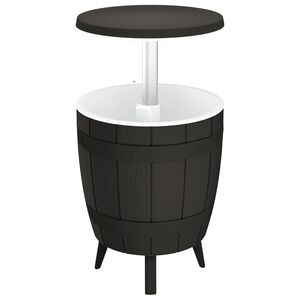 vidaXL galds ar dzērienu dzesētāju, 3 funkcijas, melns polipropilēns