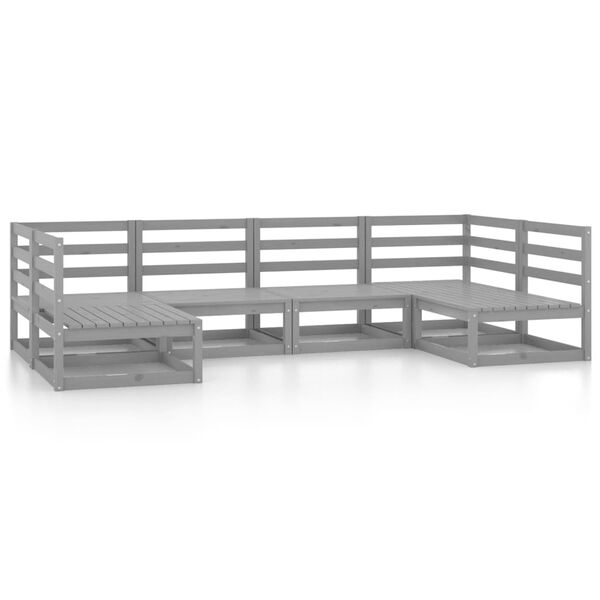 vidaXL 6-daļīgs dārza atpūtas mēbeļu komplekts, priedes koks