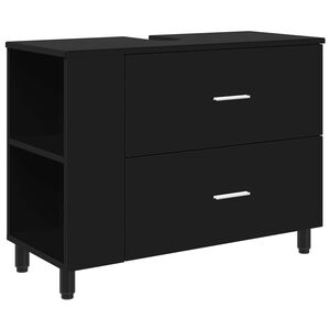 vidaXL Vannas istabas mēbele Melns 80 x 35 x 60 cm Inženierijas koks