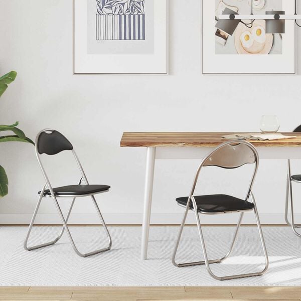 vidaXL Saliekamā krēsls 2 pcs Melns un pelēks 48 x 43,5 x 81 cm