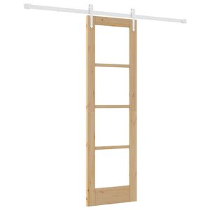 vidaXL Slīdo&scaron;ās durvis 61 x 198,5 cm Masīvkoks no priedes un stikls