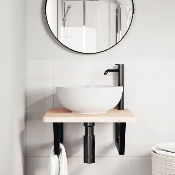 vidaXL plauktu kron&scaron;teini izlietnei, 2 gb., melni, trapeces, tērauds