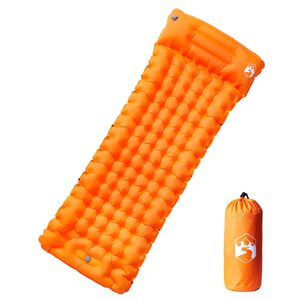 vidaXL pa&scaron;piepū&scaron;ams kempinga matracis, spilvens, vienvietīgs, oranžs