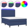 vidaXL atsperu gulta ar matraci, LED, zils audums, 140x190 cm