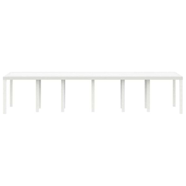 vidaXL Dārza ēdamais galds Balts 350 x 100 x 73 cm poliratāns