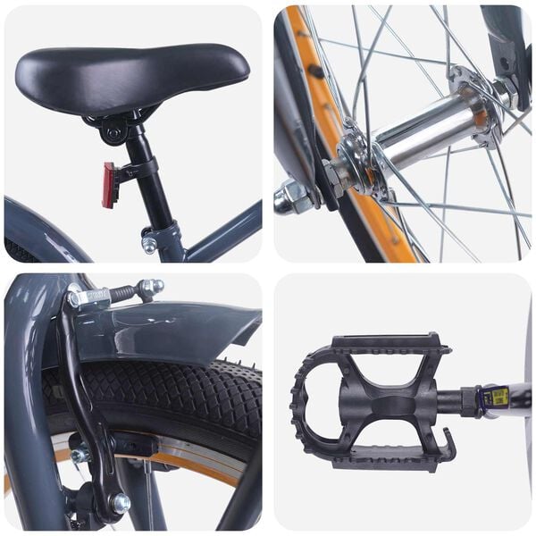 vidaXL Bērnu Velosipēds 20 Collas 6-11 gadu vecumam Tum&scaron;i pelēks