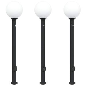 vidaXL stabveida gaismekļi ar sensoru un kontaktligzdu, 3 gab., 120 cm, melni, IP44