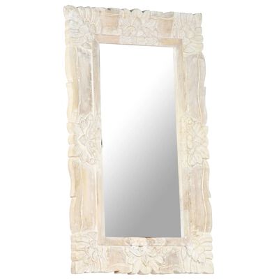 vidaXL spogulis, balts, 80x50 cm, mango masīvkoks