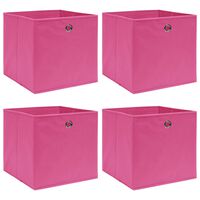 vidaXL uzglabāšanas kastes, 4 gab., rozā, 32x32x32 cm, audums
