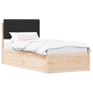 vidaXL Gultas rāmis ar polsterētu galvas balstu Melna 100 x 200 cm