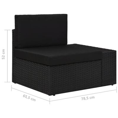 vidaXL moduļu dīvāns, trīsvietīgs, melna PE rotangpalma