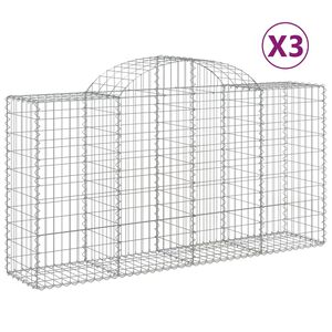 vidaXL arkveida gabiona grozi, 3 gb., 200x50x100/120cm, cinkota dzelzs